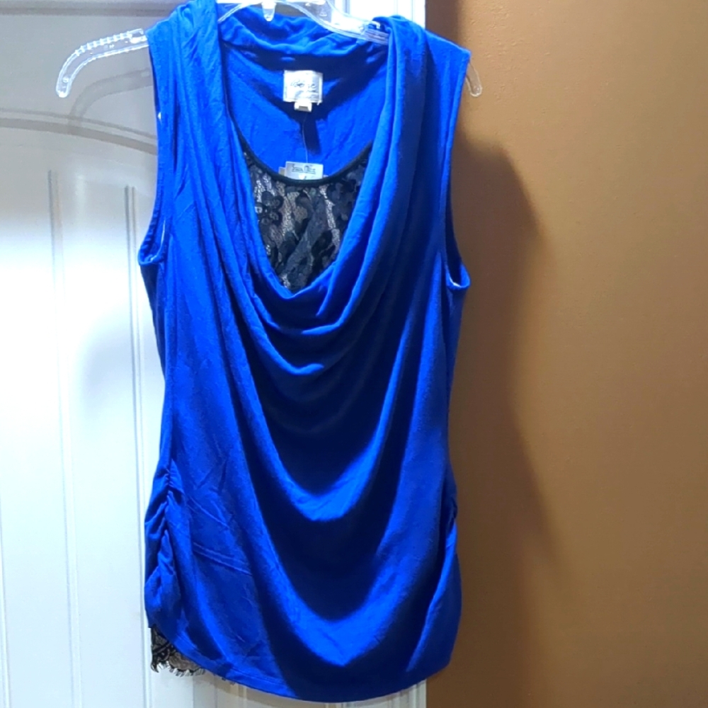Elegant Blue Sleeveless Top Size Medium NWT